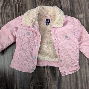 GAP Pink Sherpa-Lined Corduroy Kids Jacket